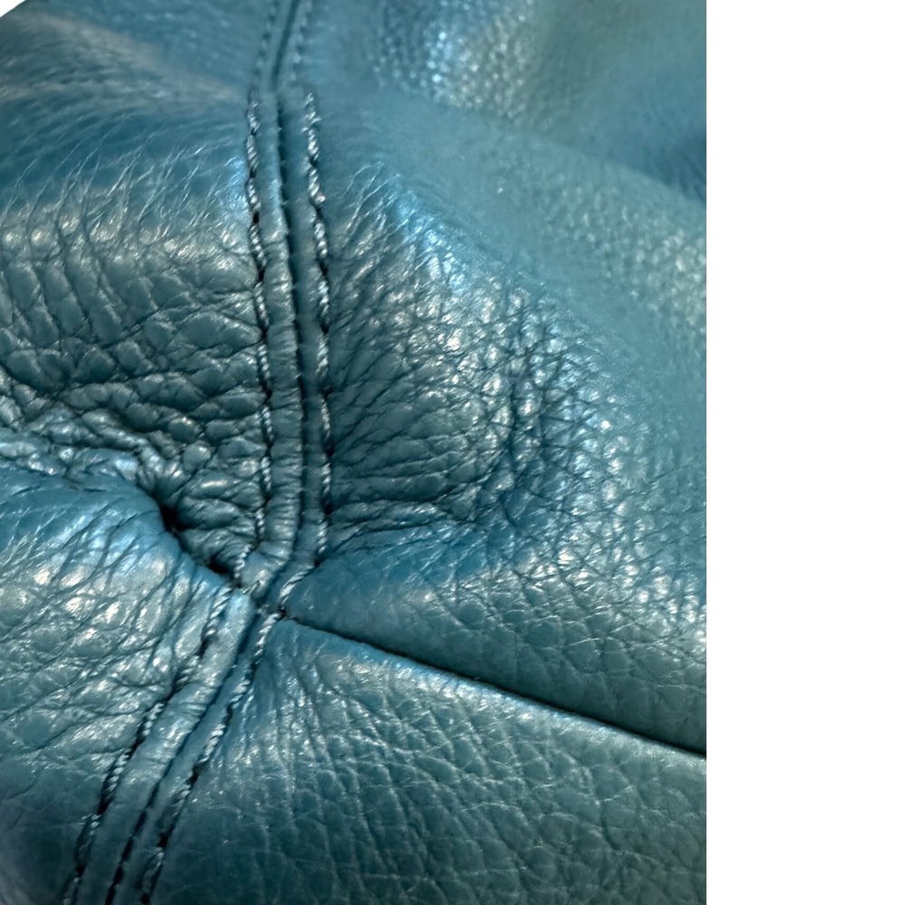 Coach Lexy F57545 Teal Blue Pebbled Leather Hobo Shoulder Bag Gold Hardware - Picture 9 of 12